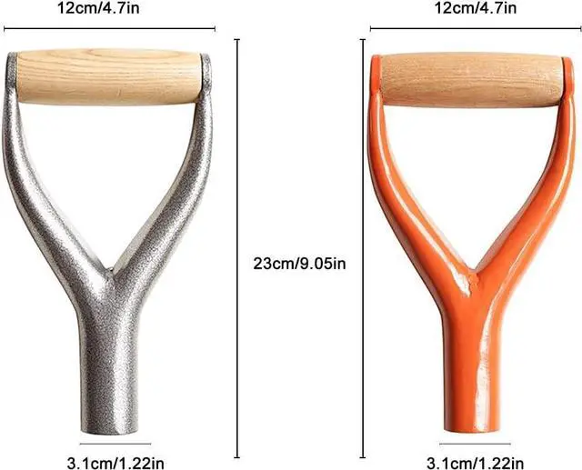 Alt view image 6 of 6 - SYCOOVEN Shovel D Grip Handle, Metal Shovel Replacement Handle with Wooden Grip Spade Handle for Garden Digging Raking Tool, 3.1cm/1.22inch Inner Diameter(Silver)