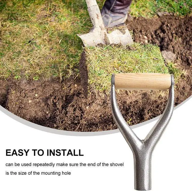 Alt view image 5 of 6 - SYCOOVEN Shovel D Grip Handle, Metal Shovel Replacement Handle with Wooden Grip Spade Handle for Garden Digging Raking Tool, 3.1cm/1.22inch Inner Diameter(Silver)