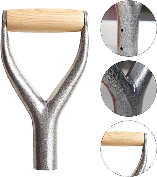 Alt view image 3 of 6 - SYCOOVEN Shovel D Grip Handle, Metal Shovel Replacement Handle with Wooden Grip Spade Handle for Garden Digging Raking Tool, 3.1cm/1.22inch Inner Diameter(Silver)