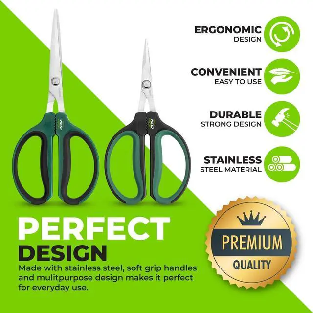Alt view image 4 of 7 - Hydroponic 2-Pack Bonsai Scissors and Plant Trimming Shears Set - Stainless Steel Pruning Shears for Indoor Gardening, Succulent Harvest, and Precision Plant Care