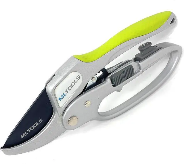 Alt view image 2 of 4 - Ratcheting Bypass Pruning Shears - 8" Anvil Shears for Weak Hands - Heavy-Duty Lopping - Low Effort Trimming - Easy & Comfortable Grip - 8231