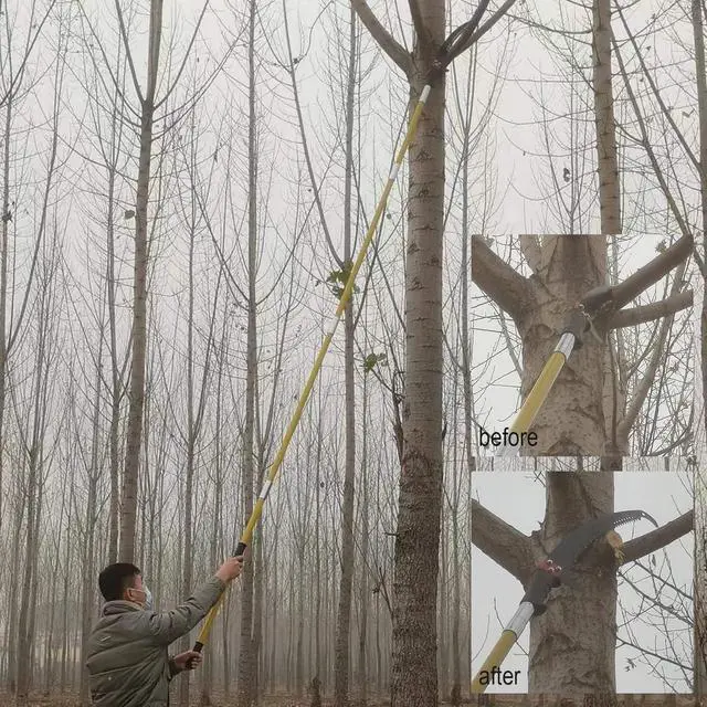 Alt view image 2 of 7 - 30 Feet Tree Pole Pruner, Durable Tree Trimmers Handle, Manual Branches Trimmer for Garden Tools Loppers Hand Pole Saws Extendable Height with Knives and Storage Pocket