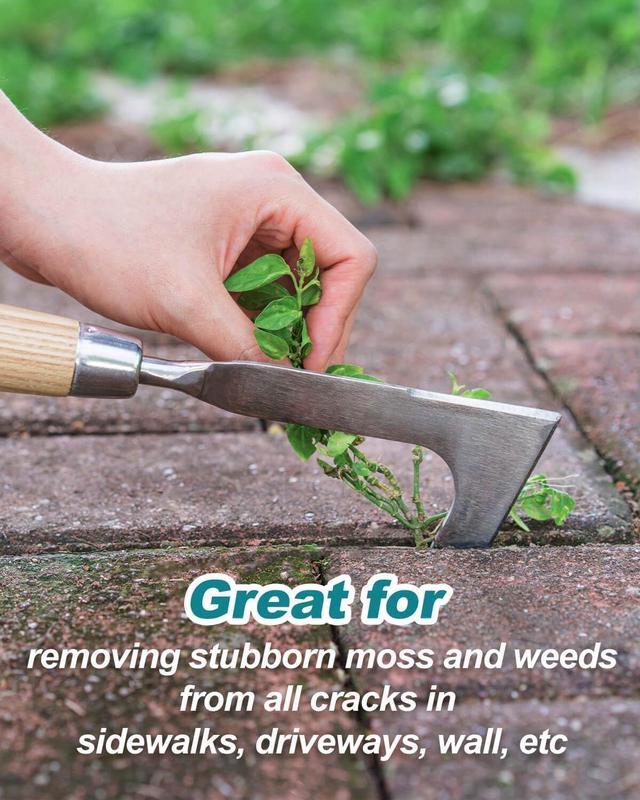 Alt view image 4 of 7 - Crack Weeder Crevice Weeding Tool for in Between Pavers Weed Removal Tool for Sidewalk Deck Paver Crack Weed Remover Cleaning Tool for Weeding Between Pavers Hand Weed Removal Hook