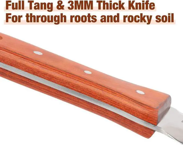 Alt view image 7 of 7 - HAUSHOF Hori Hori Garden Knife 7Stainless Steel Serrated Blade with Cutting Edge, Gardening Tool with Leather Sheath for Weeding, Planting, Digging, Wood Handle with Hanging Hole