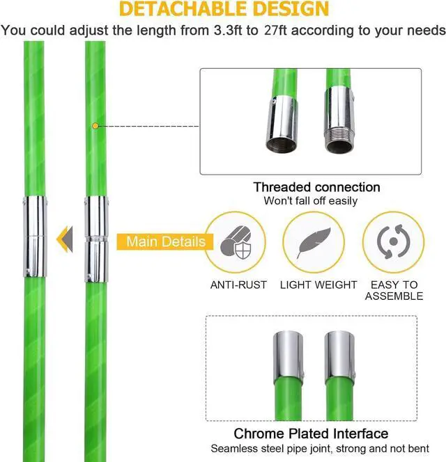 Alt view image 3 of 7 - 27 Feet Tree Pole Pruner Manual Branches Trimmer Tree Branch Garden Tools Loppers Hand Pole Saws Extendable Height Adustable System for Sawing and Shearing