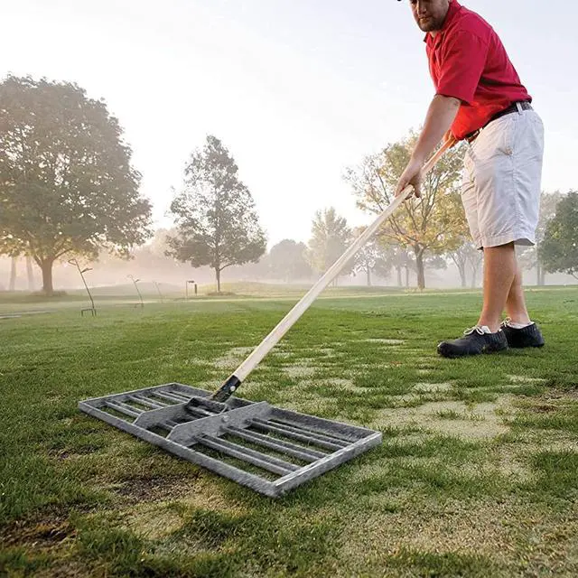 Alt view image 2 of 7 - Levelawn Pro  30" Lawn Leveling Rake with 72" Handle | Effortlessly Level Golf Courses, Lawns, & Gardens | Easy Assembly, Stainless Steel Tray | Perfect for Landscape Professionals