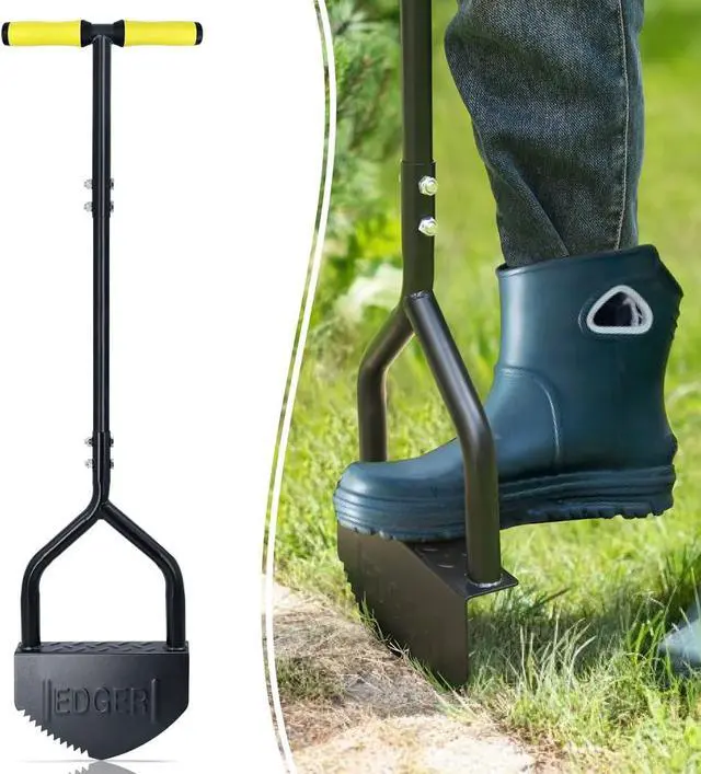Main image of Colwelt Manual Edger Lawn Tool 40-inch, Half Moon Edger Chopper Lawn Tool with V-Shape Serrated Blade, Solid Steel Lawn Edger Tool with Soft T-Grip, Garden Edger for Sidewalk, Grass, Yard, Landscape