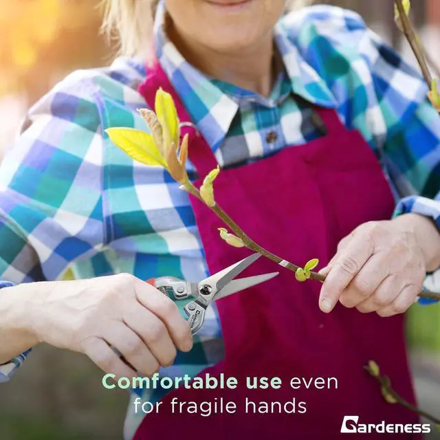 Alt view image 4 of 7 - Gardeness Pruning Shear Straight Pruning Snip 2PCS Stainless Steel Florist Scissors, Multi-Tasking Precision Hand Pruner Herb Snips Flower Clippers Bonsai Trimmers Ergonomic Handle Garden shear