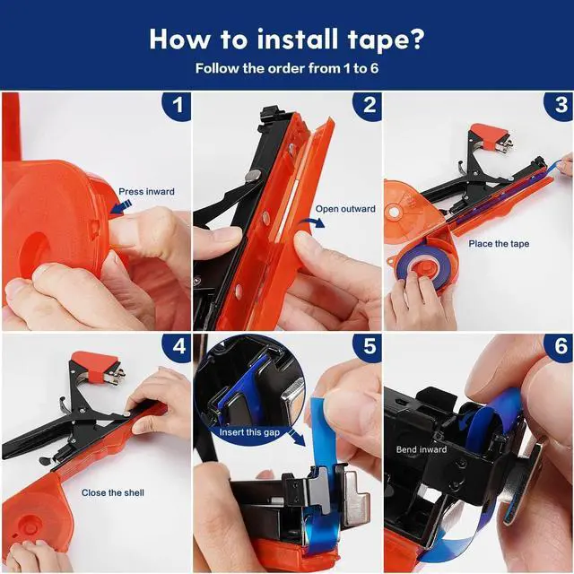 Alt view image 2 of 6 - Plant Tying Machine, Garden Tapetool Tapener Gun with 12 Rolls of Tape, 1 Box Staples and 1 Replacement Blade for Vegetables, Grape, Tomato, Cucumber, Pepper and Flower Planting (Red)