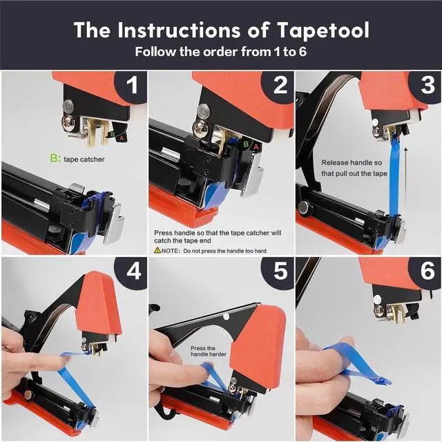 Alt view image 4 of 6 - Plant Tying Machine, Garden Tapetool Tapener Gun with 12 Rolls of Tape, 1 Box Staples and 1 Replacement Blade for Vegetables, Grape, Tomato, Cucumber, Pepper and Flower Planting (Red)