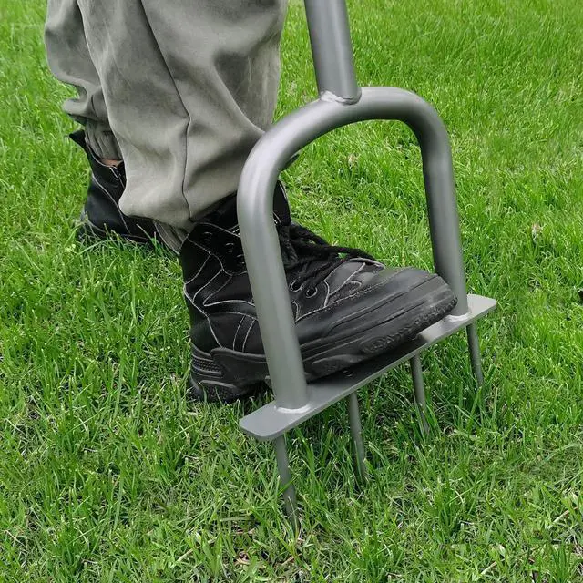 Alt view image 2 of 6 - Height Adjustable Mannual Lawn Aerator for Compacted Soils and Lawns Hand Aerator with 4 Spike Aerator