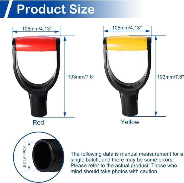 Alt view image 2 of 6 - MroMax 2Pcs Shovel D Grip Handle, 1-1/4" Inner Diameter 32mm PVC Spade Snow Shovel Replacement Handle Garden Accessories for Digging Raking Tool Yellow-Black