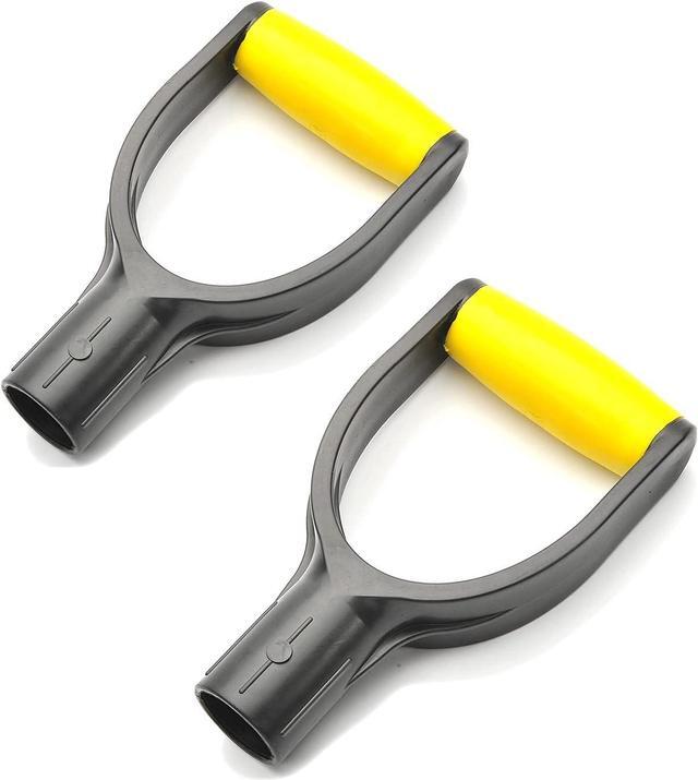 Main image of MroMax 2Pcs Shovel D Grip Handle, 1-1/4" Inner Diameter 32mm PVC Spade Snow Shovel Replacement Handle Garden Accessories for Digging Raking Tool Yellow-Black
