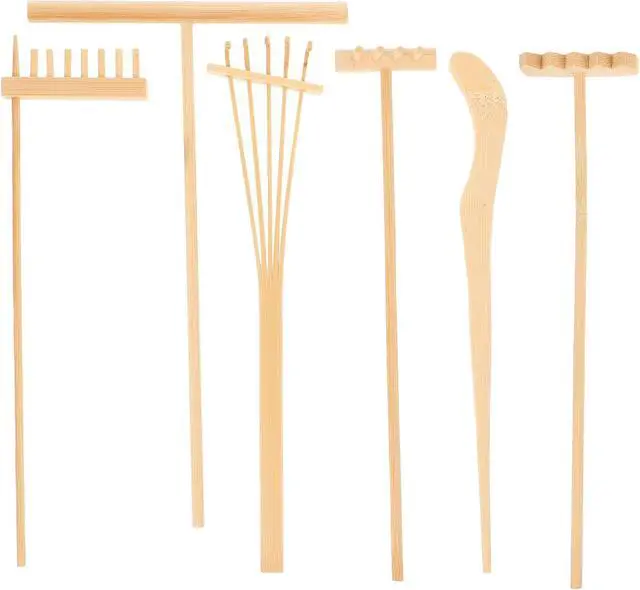 Main image of HEALLILY 6pcs Bamboo Zen Garden Rakes Meditation Sand Mini Zen Garden Tools Accessories for Home Office Table Decoration