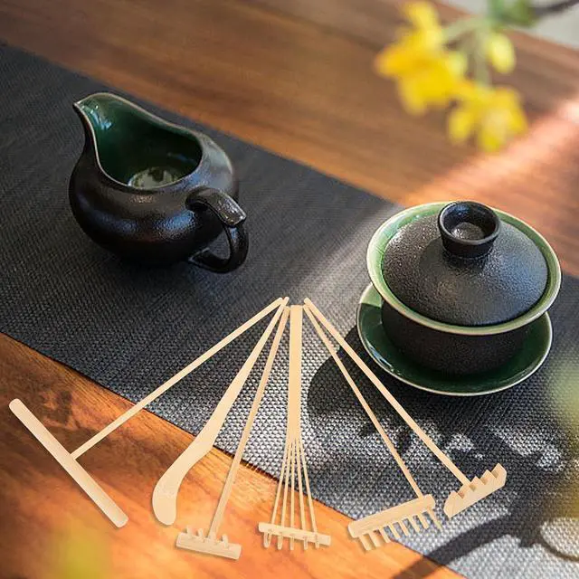 Alt view image 5 of 7 - HEALLILY 6pcs Bamboo Zen Garden Rakes Meditation Sand Mini Zen Garden Tools Accessories for Home Office Table Decoration