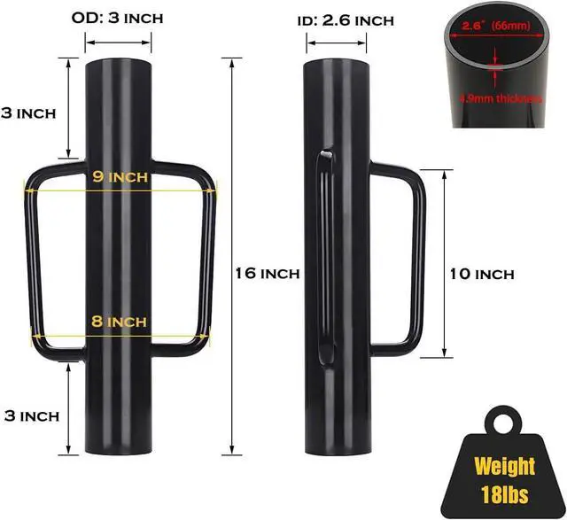 Alt view image 2 of 3 - Black Fence Post Driver with Handle 18 LB Steel T Post Pounder Portable Hand Post Rammer for Wooden Posts U Channels Fence Posts, 16 Inch Post Pounder Good for Small Projects