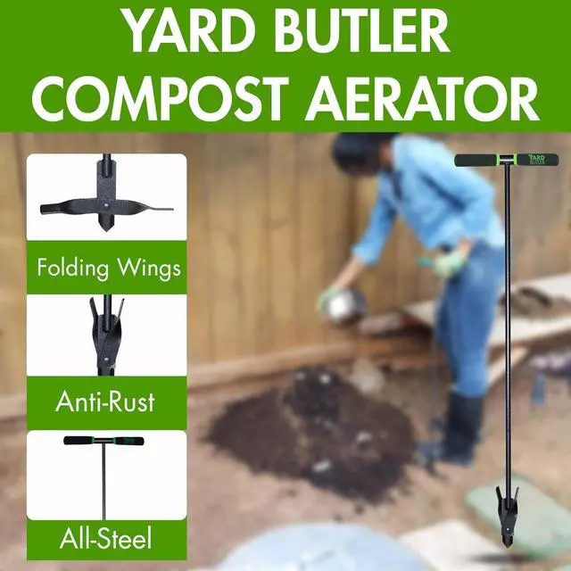 Alt view image 3 of 7 - Yard Butler- Compost Aerator - Durable Aerator for Easy Compost Mixing - Aerate & Circulate for Faster Decomposition - Easy-to-Use Tiller - Ergonomic Composting Tool