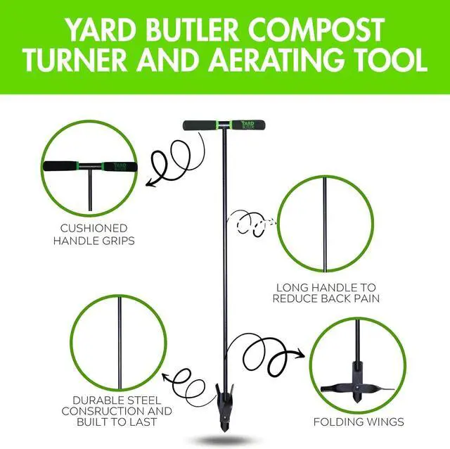 Alt view image 5 of 7 - Yard Butler- Compost Aerator - Durable Aerator for Easy Compost Mixing - Aerate & Circulate for Faster Decomposition - Easy-to-Use Tiller - Ergonomic Composting Tool