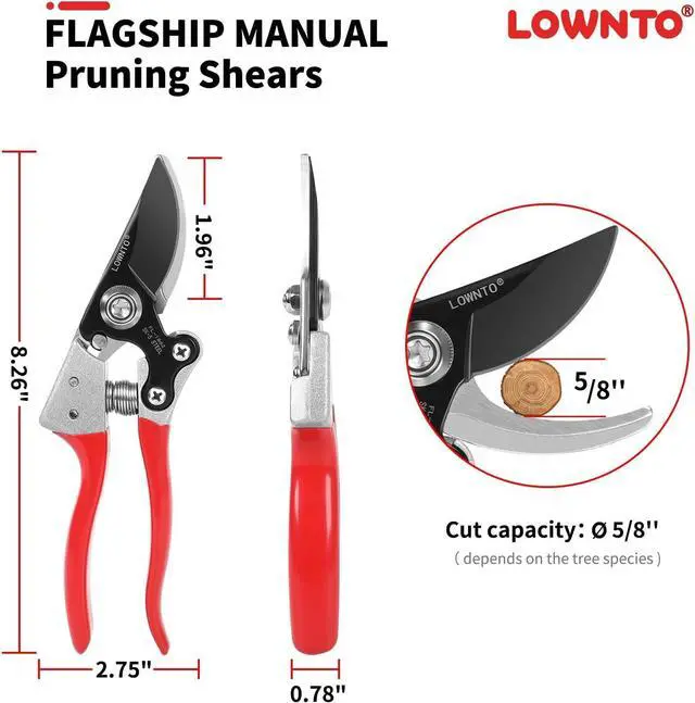 Alt view image 3 of 7 - Pruning Shears for Gardening 5/8" Tree and Branch Garden Clippers - Plant Cutter Scissors with PTFE Resist-rust, Non-stick Coating Steel Blades, Heavy Duty Bypass Hand Pruners