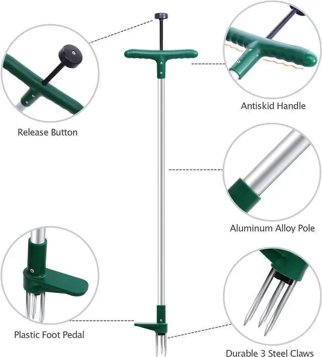 Alt view image 5 of 7 - Ohuhu Weed Puller Tool, Detachable Stand-Up Weed Puller Tool with Long Handle, Stainless Steel 3-Claw Weed Remover Tool, Easily Remove Weeds Without Bending, Pulling, Kneeling for Elder