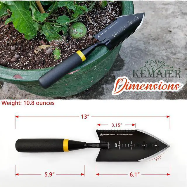 Alt view image 2 of 7 - Garden Tool Set - Featuring a Heavy-Duty Stainless Steel Hand Cultivator, Transplant Shovel, Trowel, Crack Weeder, and Dandelion Weeder The Ultimate, Unbreakable Gardening Gift Black