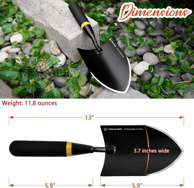 Alt view image 3 of 7 - Garden Tool Set - Featuring a Heavy-Duty Stainless Steel Hand Cultivator, Transplant Shovel, Trowel, Crack Weeder, and Dandelion Weeder The Ultimate, Unbreakable Gardening Gift Black