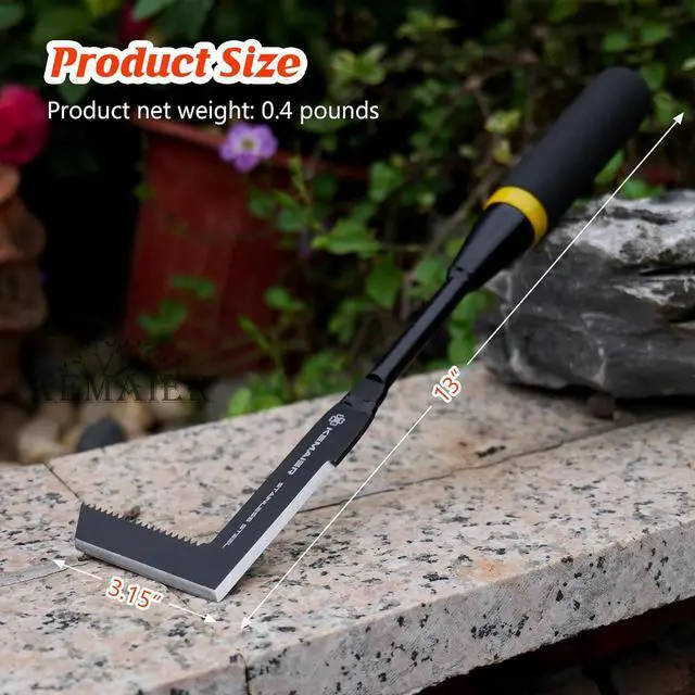 Alt view image 5 of 7 - Garden Tool Set - Featuring a Heavy-Duty Stainless Steel Hand Cultivator, Transplant Shovel, Trowel, Crack Weeder, and Dandelion Weeder The Ultimate, Unbreakable Gardening Gift Black