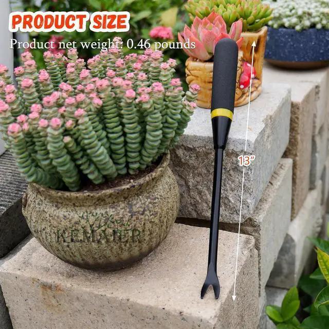 Alt view image 6 of 7 - Garden Tool Set - Featuring a Heavy-Duty Stainless Steel Hand Cultivator, Transplant Shovel, Trowel, Crack Weeder, and Dandelion Weeder The Ultimate, Unbreakable Gardening Gift Black