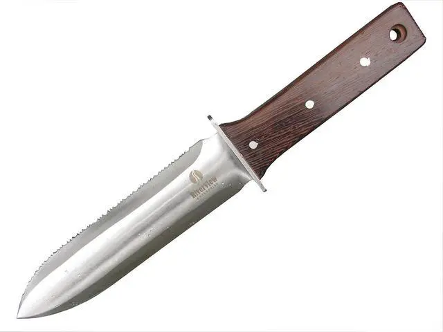 Alt view image 3 of 6 - Hori Hori Japanese Garden Knife - Multi-use Camping/Digging Tool[A Gardeners Dream] Sharp Stainless Steel Blade - Heavy Riveted Leather Sheath - Whetstone Sharpening Stone
