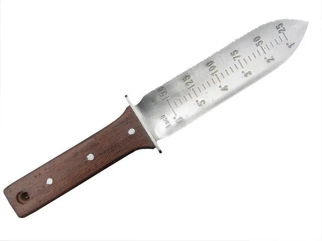 Alt view image 5 of 6 - Hori Hori Japanese Garden Knife - Multi-use Camping/Digging Tool[A Gardeners Dream] Sharp Stainless Steel Blade - Heavy Riveted Leather Sheath - Whetstone Sharpening Stone