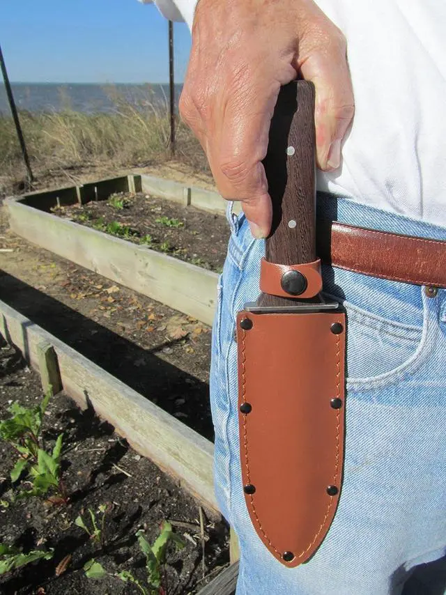 Alt view image 4 of 6 - Hori Hori Japanese Garden Knife - Multi-use Camping/Digging Tool[A Gardeners Dream] Sharp Stainless Steel Blade - Heavy Riveted Leather Sheath - Whetstone Sharpening Stone