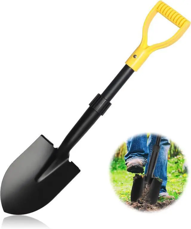 Main image of Shovels for Digging, 28" Small Shovels Heavy Duty with D Handle, Pointed Spade Shovel for Camping, Edging, Beach Sand, Metal Garden Shovel with Fiberglass Shaft, Portable Mini Shovel, Yellow Grip