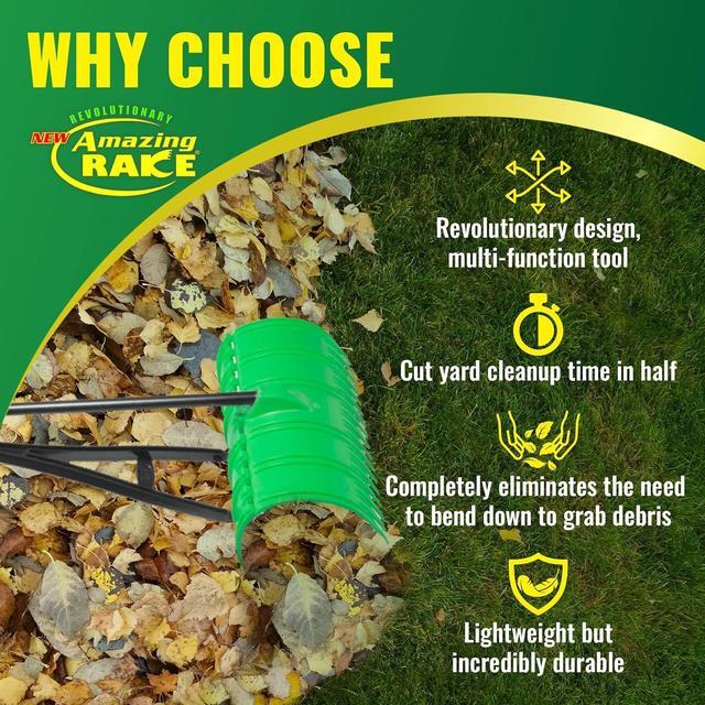 Main image of Amazing Rake Back Saving Garden Rake  Leaf Rakes for Gardening  Leaf Picker Upper  Heavy Duty Leaves Claw & Rakes Lawns Garden Tool  Easy Leaf & Grass Grabber Without Bending Over  Green