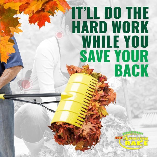 Alt view image 2 of 7 - Amazing Rake Back Saving Garden Rake  Leaf Rakes for Gardening  Leaf Picker Upper  Heavy Duty Leaves Claw & Rakes Lawns Garden Tool  Easy Leaf & Grass Grabber Without Bending Over  Green