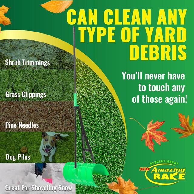Alt view image 6 of 7 - Amazing Rake Back Saving Garden Rake  Leaf Rakes for Gardening  Leaf Picker Upper  Heavy Duty Leaves Claw & Rakes Lawns Garden Tool  Easy Leaf & Grass Grabber Without Bending Over  Green