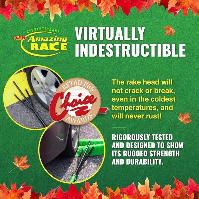 Alt view image 7 of 7 - Amazing Rake Back Saving Garden Rake  Leaf Rakes for Gardening  Leaf Picker Upper  Heavy Duty Leaves Claw & Rakes Lawns Garden Tool  Easy Leaf & Grass Grabber Without Bending Over  Green