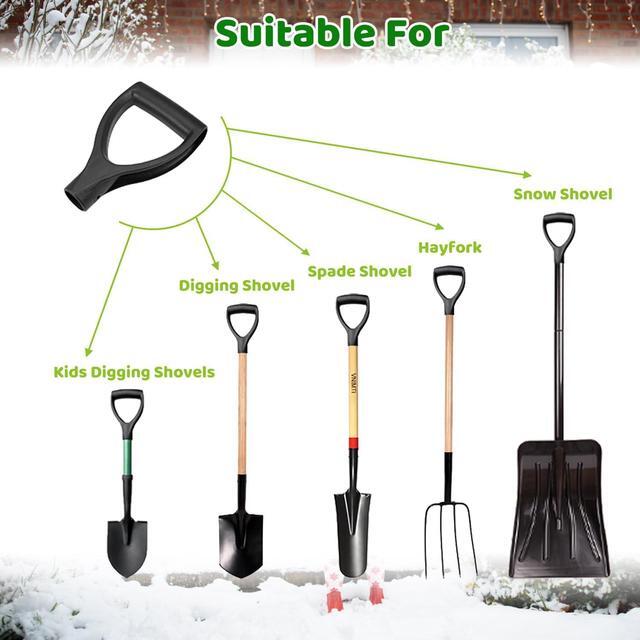 Alt view image 5 of 7 - MroMax 2Pcs Shovel D Grip Handle, 1-1/4" Inner Diameter 32mm PVC Spade Snow Shovel Replacement Handle Garden Accessories for Digging Raking Tool Black
