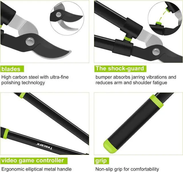 Alt view image 4 of 7 - 28" Garden Bypass Lopper with Steel Blade, Tree Trimmer Branch Cutter for 1.5 Cutting Capacity