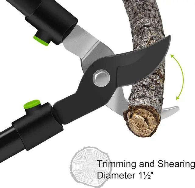 Alt view image 5 of 7 - 28" Garden Bypass Lopper with Steel Blade, Tree Trimmer Branch Cutter for 1.5 Cutting Capacity