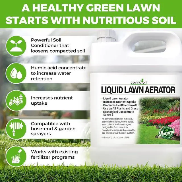 Alt view image 2 of 7 - Covington Liquid Lawn Aerator (32oz)  Soil Conditioner & Softener for Lawns & Gardens  Loosens Clay & Compacted Soil for Better Water & Nutrient Absorption  Liquid Aeration Concentrate, Made in USA