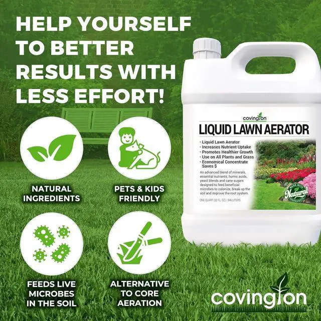 Alt view image 3 of 7 - Covington Liquid Lawn Aerator (32oz)  Soil Conditioner & Softener for Lawns & Gardens  Loosens Clay & Compacted Soil for Better Water & Nutrient Absorption  Liquid Aeration Concentrate, Made in USA