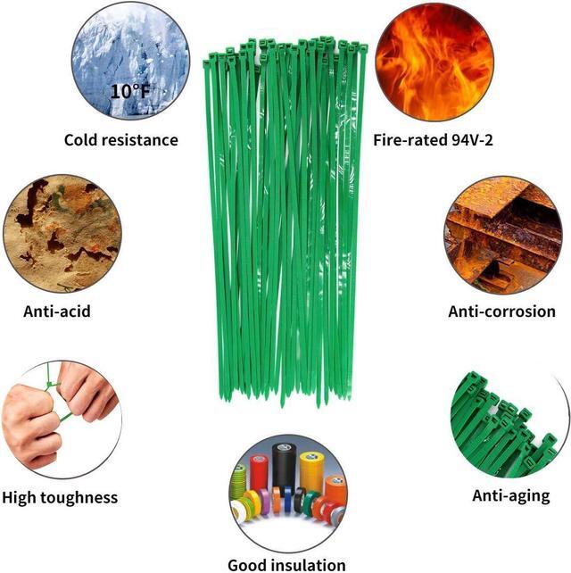 Alt view image 6 of 6 - Outdoor Green 18 Inch Cable Ties 50 Pieces Heavy Duty 120 LBS Tensile Zip Ties, Festival Decoration Tools Gardening Hand-held, Super Strong Cable Management for Large Objects (50 Pack)