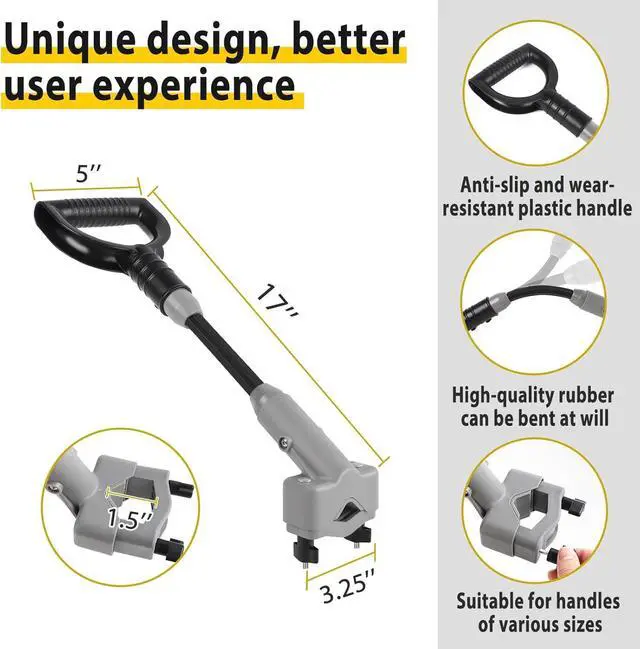 Alt view image 2 of 7 - Universal Shovel Handle, Strain-Reducing Elasticity Snow Shovel Handle Ergonomic Back Saver Attachment for Snow Shovels, Rakes, Weed Eater,String Trimmer, Gardening Tools