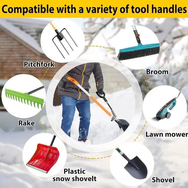 Alt view image 4 of 7 - Universal Shovel Handle, Strain-Reducing Elasticity Snow Shovel Handle Ergonomic Back Saver Attachment for Snow Shovels, Rakes, Weed Eater,String Trimmer, Gardening Tools
