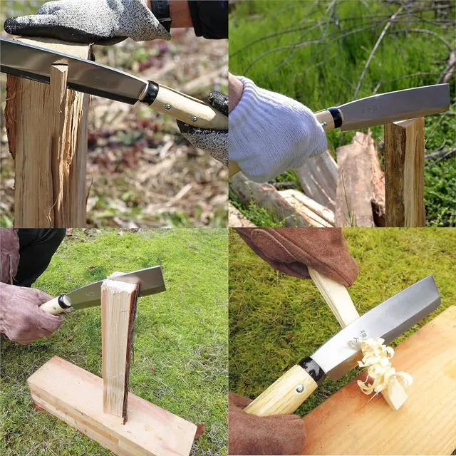 Alt view image 5 of 7 - KAKURI Japanese NATA Tool Knife 6.5" and Pruning Saw Set, Made in Japan, Bushcraft Hatchet Axe and Saw Combo with Sheath for Camping, Outdoor, Campfire, Gardening