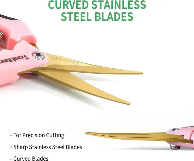Alt view image 4 of 7 - 12 Packs Pruning Shears with Curved Blades, Garden Trimming Scissors, Gardening Hand Pruning Snips Titanium Coated Precision Bonsai Pruning Shears, Efficient Flower Cutters (Pink)