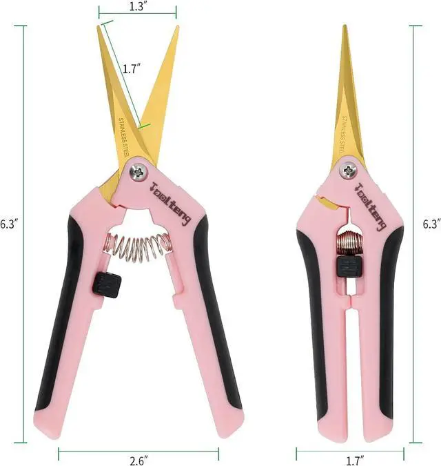 Alt view image 2 of 7 - 12 Packs Pruning Shears with Curved Blades, Garden Trimming Scissors, Gardening Hand Pruning Snips Titanium Coated Precision Bonsai Pruning Shears, Efficient Flower Cutters (Pink)