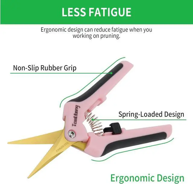Alt view image 3 of 7 - 12 Packs Pruning Shears with Curved Blades, Garden Trimming Scissors, Gardening Hand Pruning Snips Titanium Coated Precision Bonsai Pruning Shears, Efficient Flower Cutters (Pink)