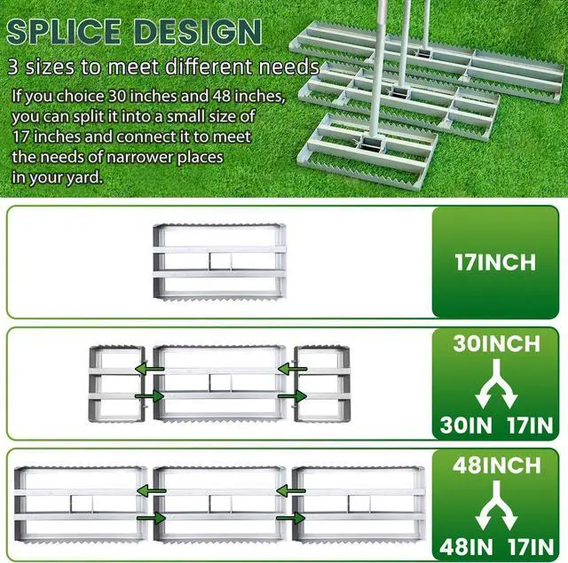 Alt view image 6 of 6 - Lawn Leveling Rake, 17in / Double Side can Switch, with 20pc Marking Flags to Mark Low Spot, Stainless + Powder-Coat, FLAT Level Soil/Dirt/Compost on Lawn, SERRATED Rake Dead Grass/Ruts/Gravel on Yard