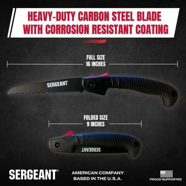 Alt view image 4 of 7 - Folding Hand Saw All-Purpose + Carry Case. Best for Wood, Bone, PVC, Tree Pruning, Gardening, Camping, Hunting, Outdoors, Tool Box. Rugged 7" Steel Blade & Slip-Resistant Rubber Grip Handle.